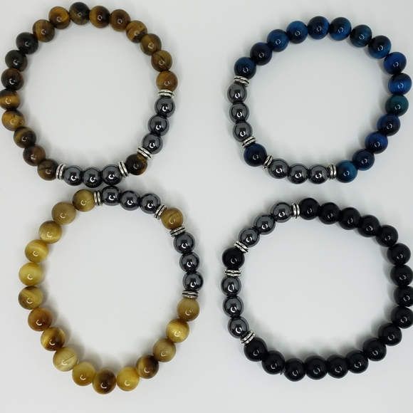 New Design Tiger Eye & Onyx Natural Stone Bracelets Available in 4 Colors. - Picture 6 of 9